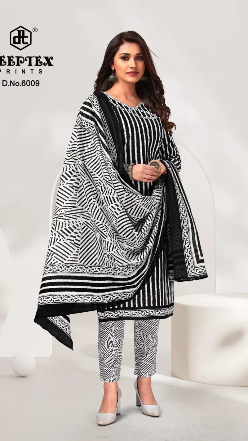 Deeptex Aaliza Black And White Wholesale Cotton Dress Material