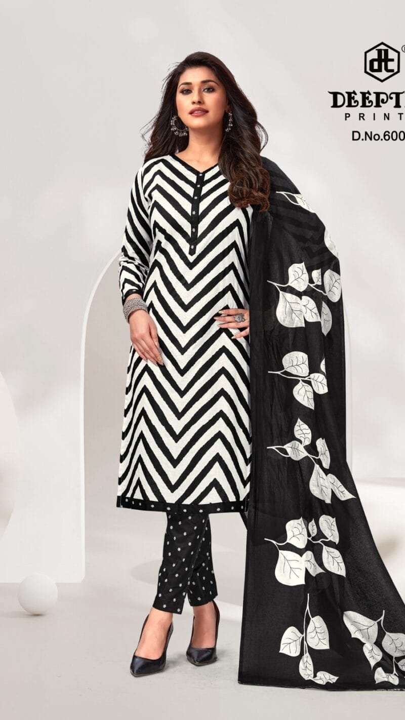 Deeptex Aaliza Black And White Wholesale Cotton Dress Material
