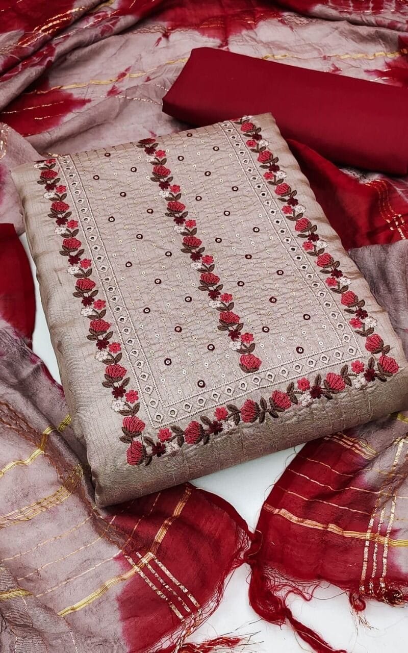 Exclusive Embroidery Work Dress Material Suit For Women