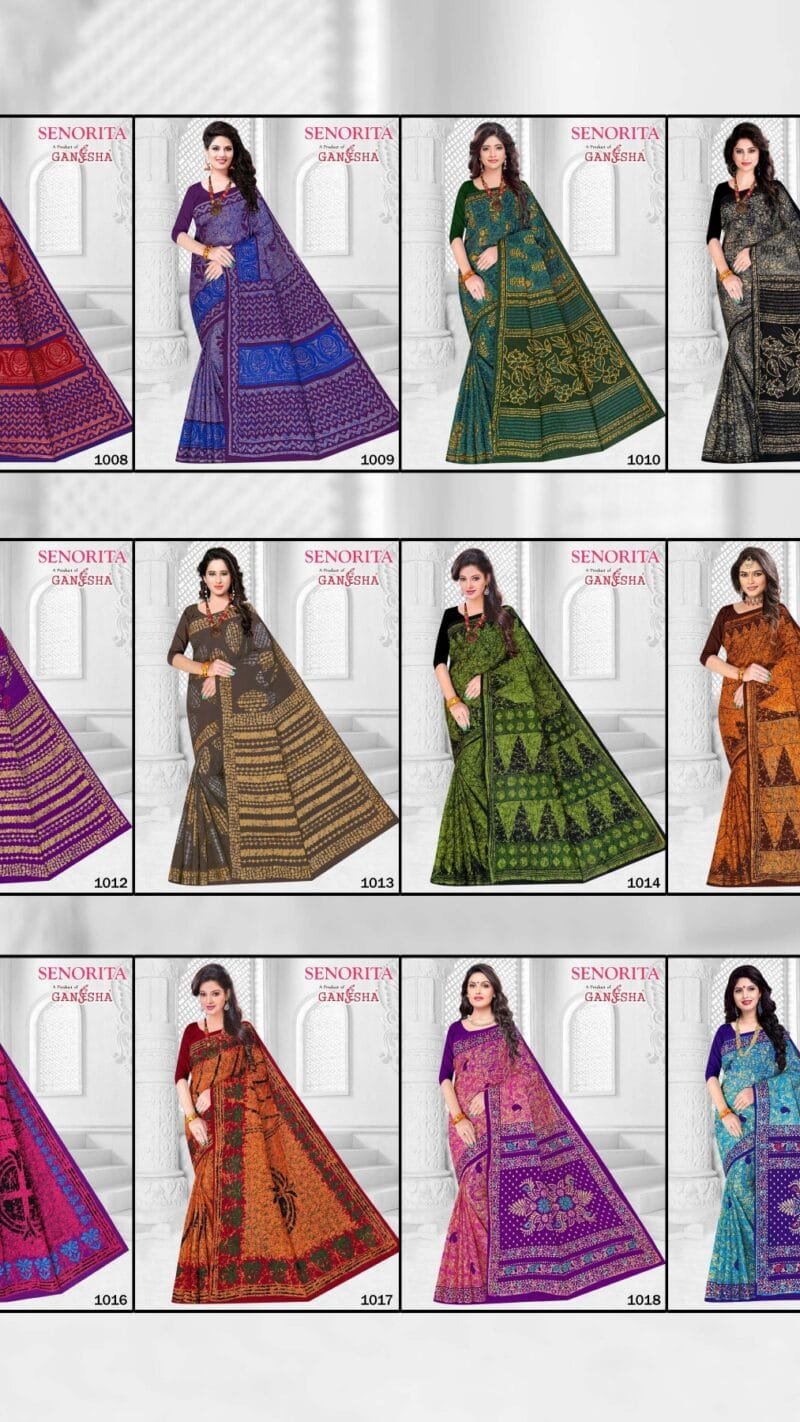 Ganesha Senorita Vol 1 Pure Cotton Saree Wholesale