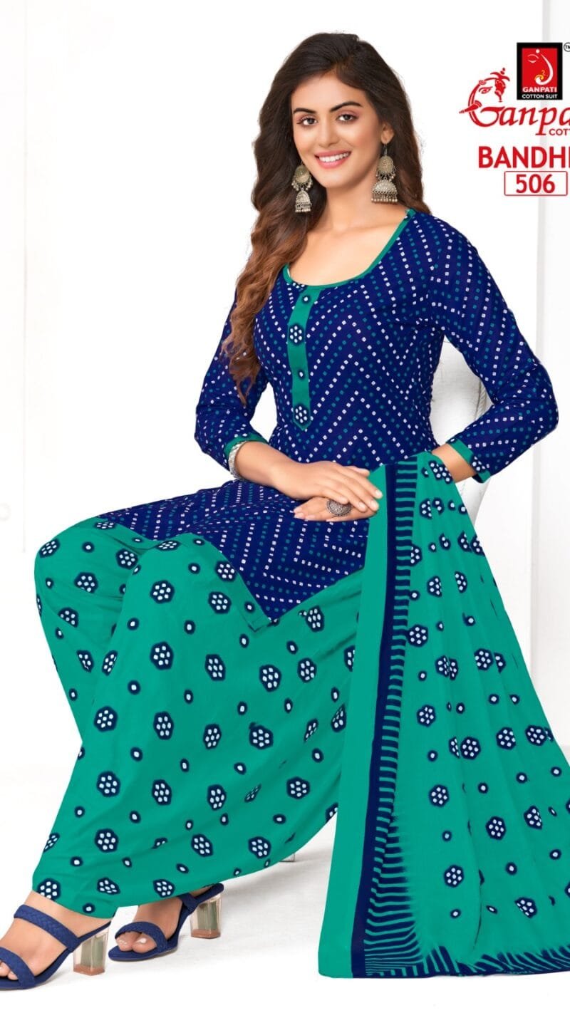 Ganpati Bandhej Wholesale Cotton Dress Material