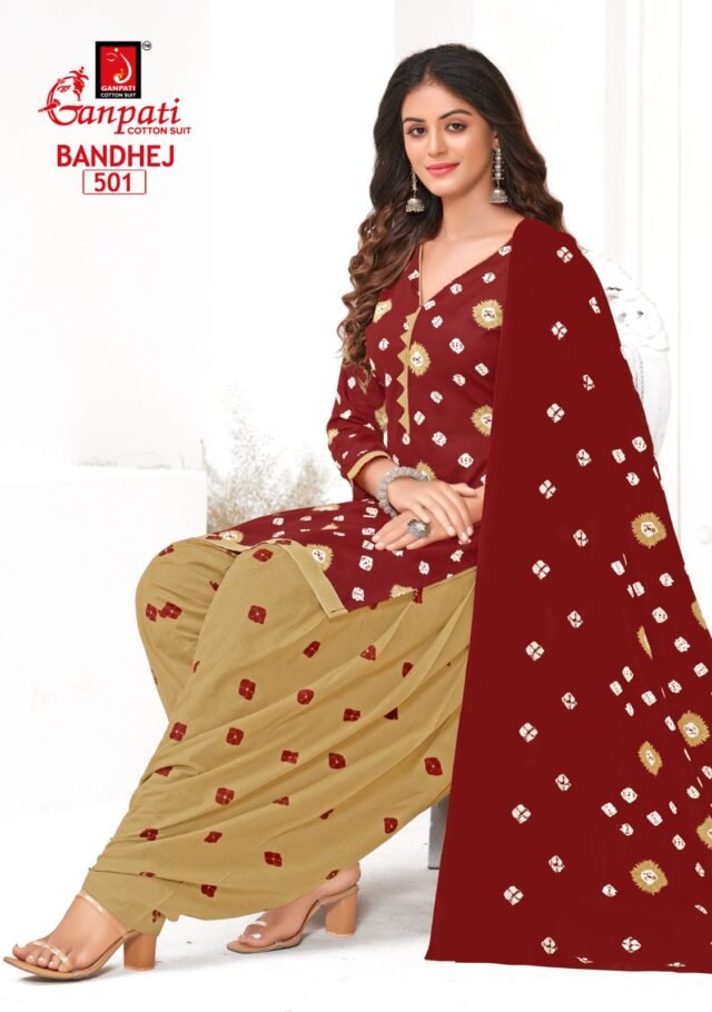 Ganpati Bandhej Wholesale Cotton Dress Material