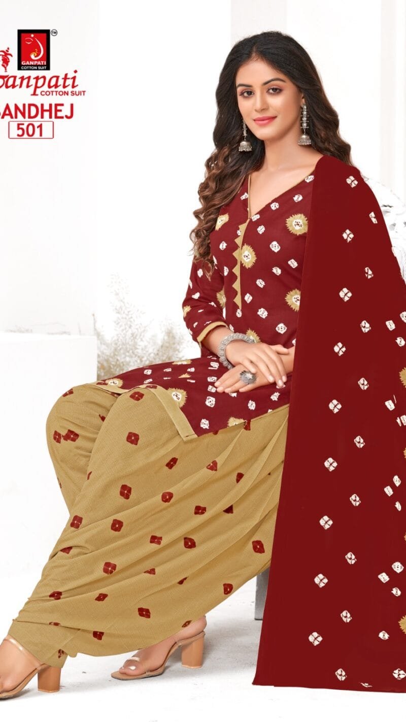 Ganpati Bandhej Wholesale Cotton Dress Material