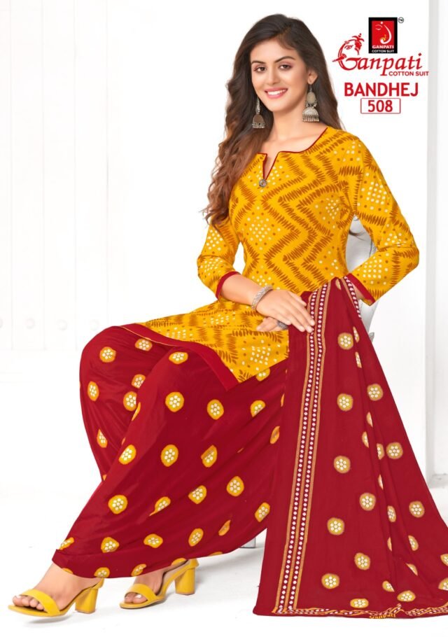 Ganpati Bandhej Wholesale Cotton Dress Material