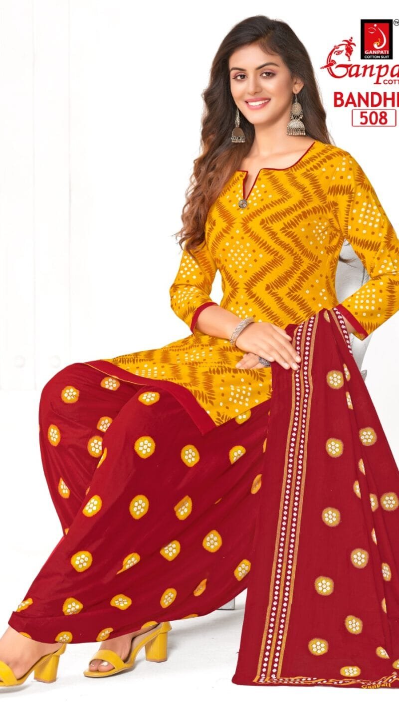 Ganpati Bandhej Wholesale Cotton Dress Material