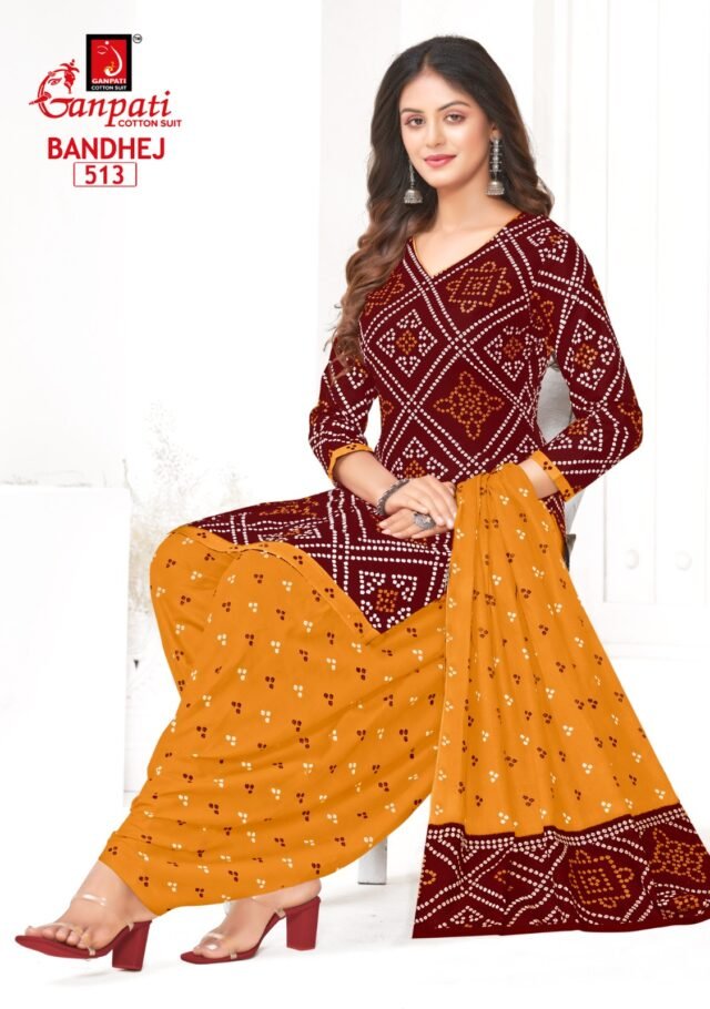 Ganpati Bandhej Wholesale Cotton Dress Material