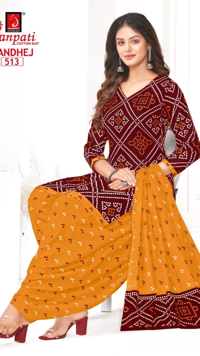 Ganpati Bandhej Wholesale Cotton Dress Material