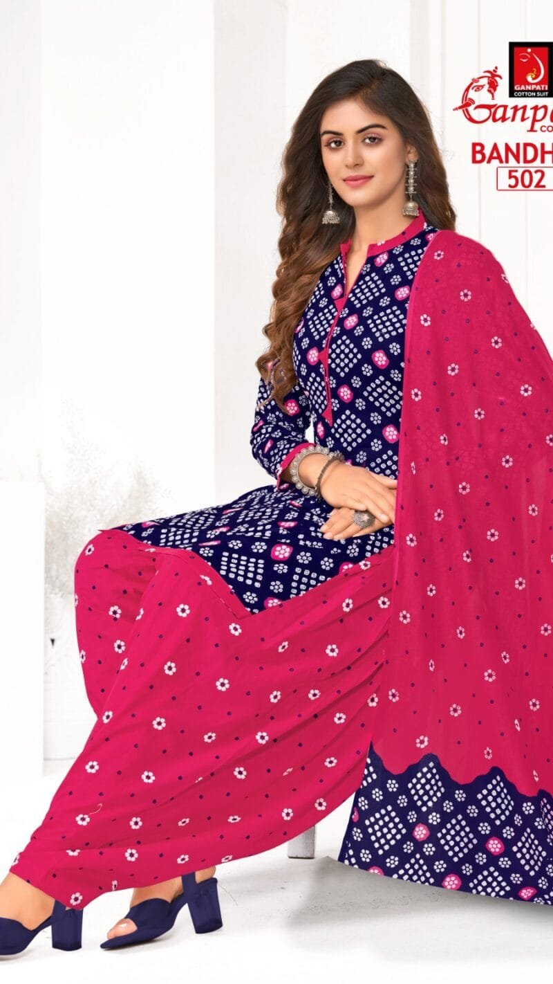 Ganpati Bandhej Wholesale Cotton Dress Material