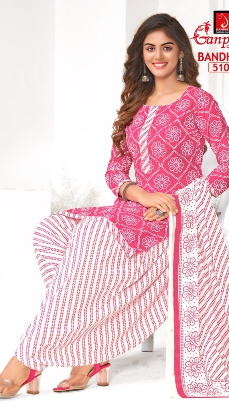 Ganpati Bandhej Wholesale Cotton Dress Material