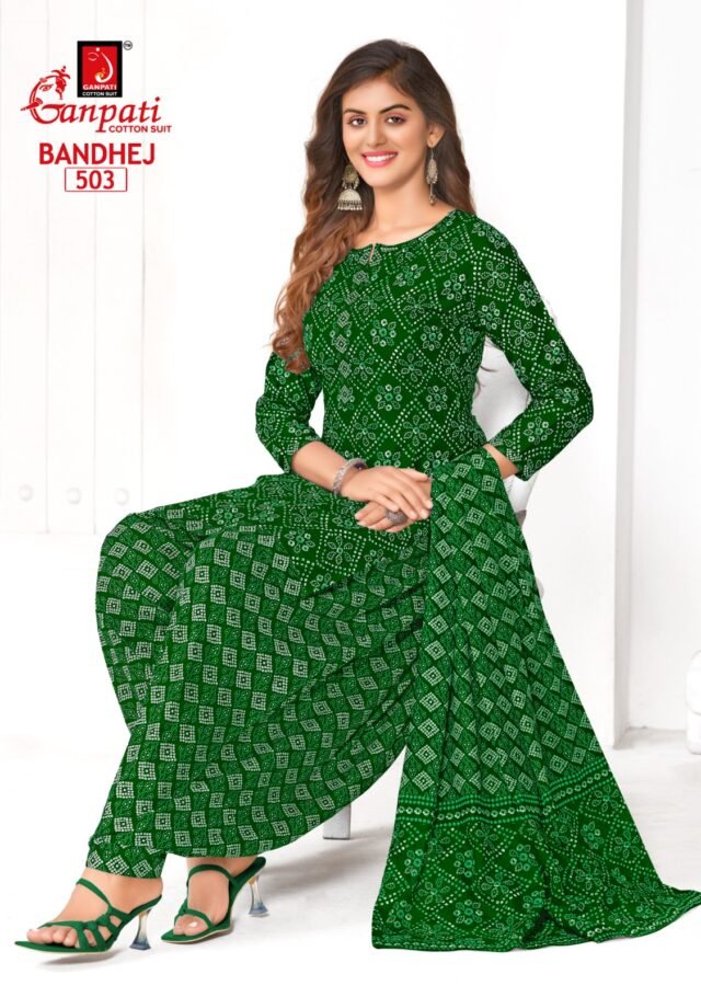 Ganpati Bandhej Wholesale Cotton Dress Material