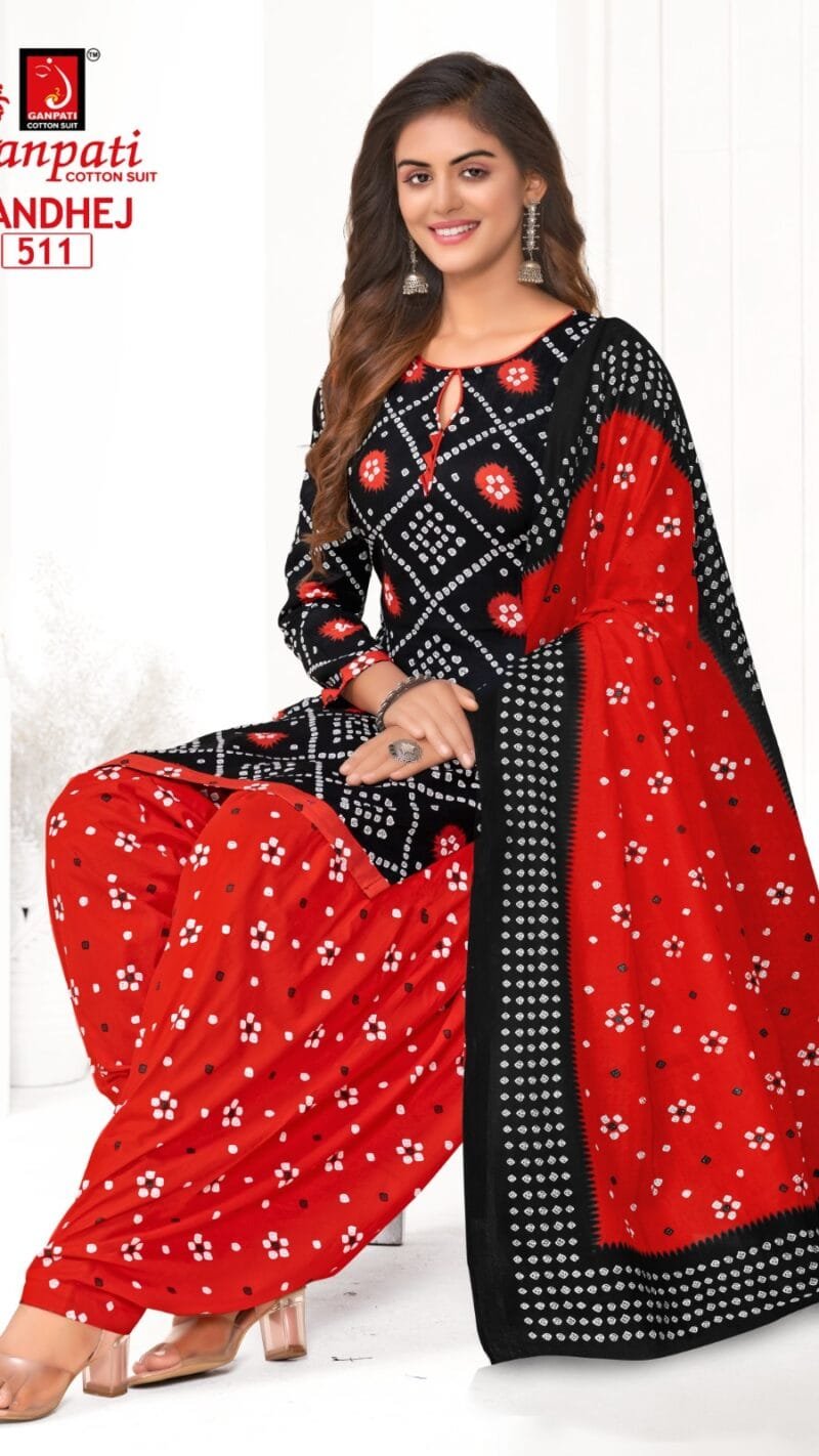 Ganpati Bandhej Wholesale Cotton Dress Material