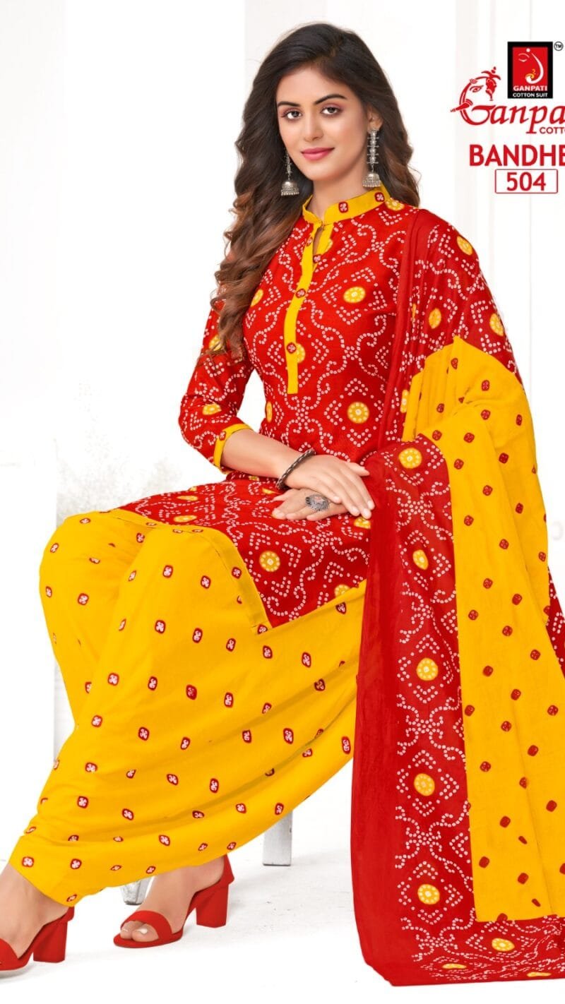 Ganpati Bandhej Wholesale Cotton Dress Material
