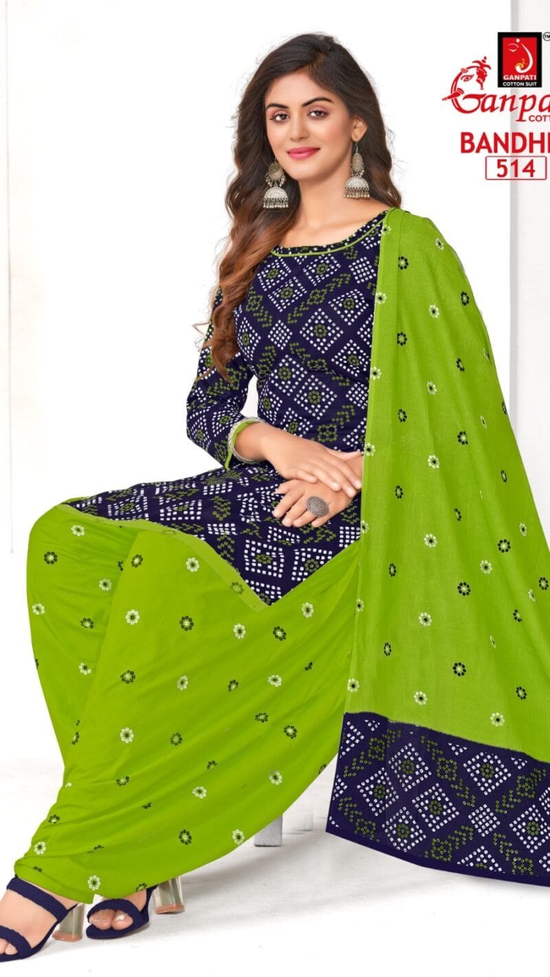Ganpati Bandhej Wholesale Cotton Dress Material