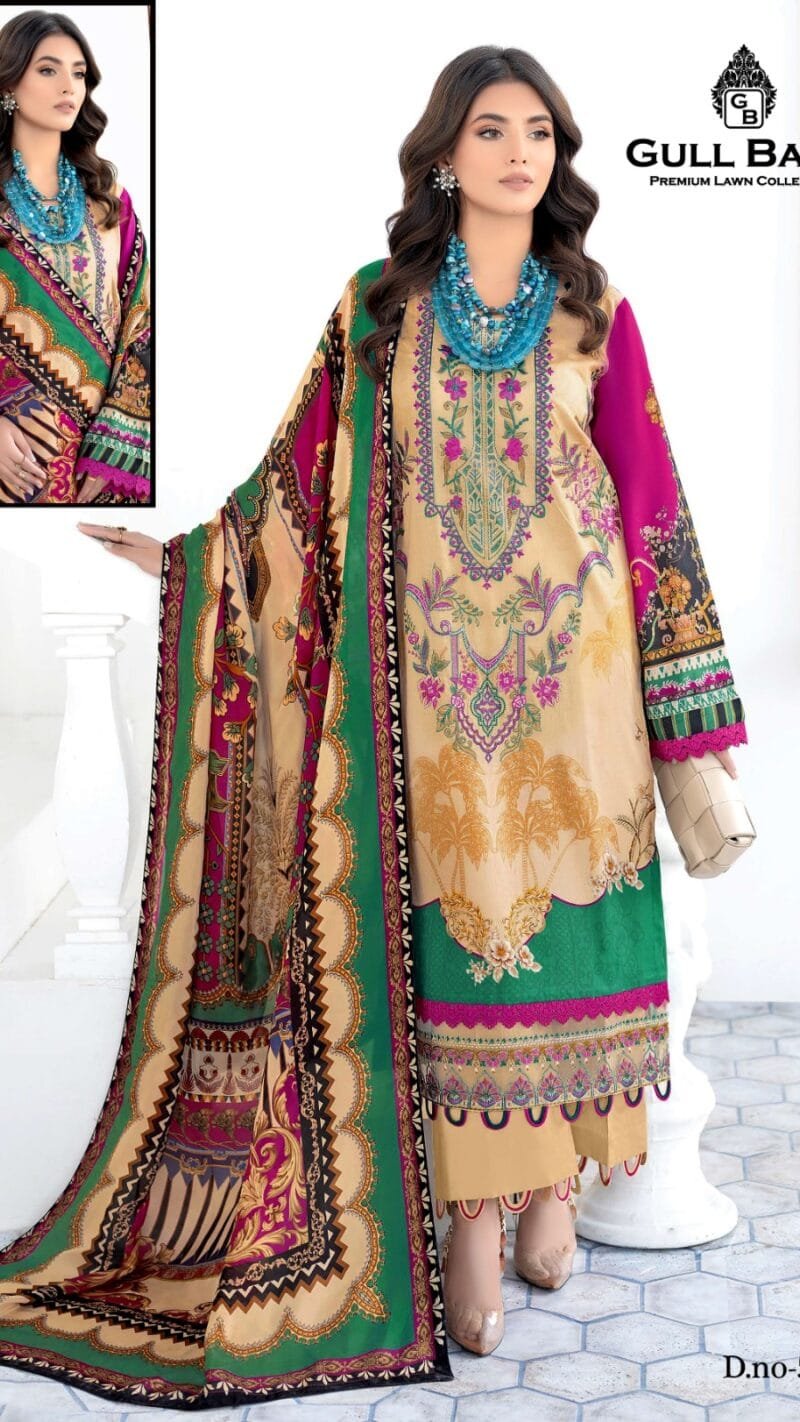 Gull Banu Vol 5 Pure Lawn Collection with Mal Mal Duppata