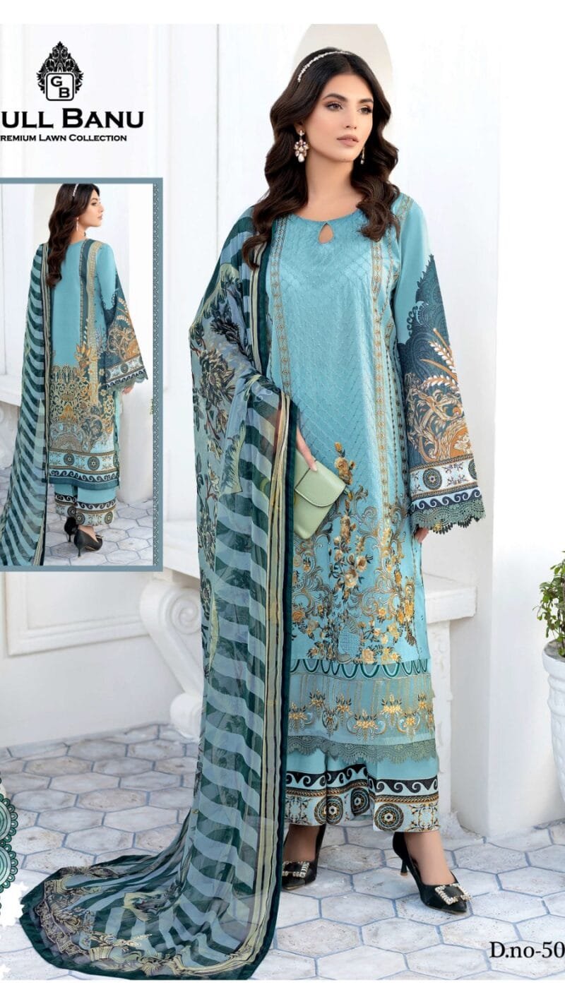 Gull Banu Vol 5 Pure Lawn Collection with Mal Mal Duppata