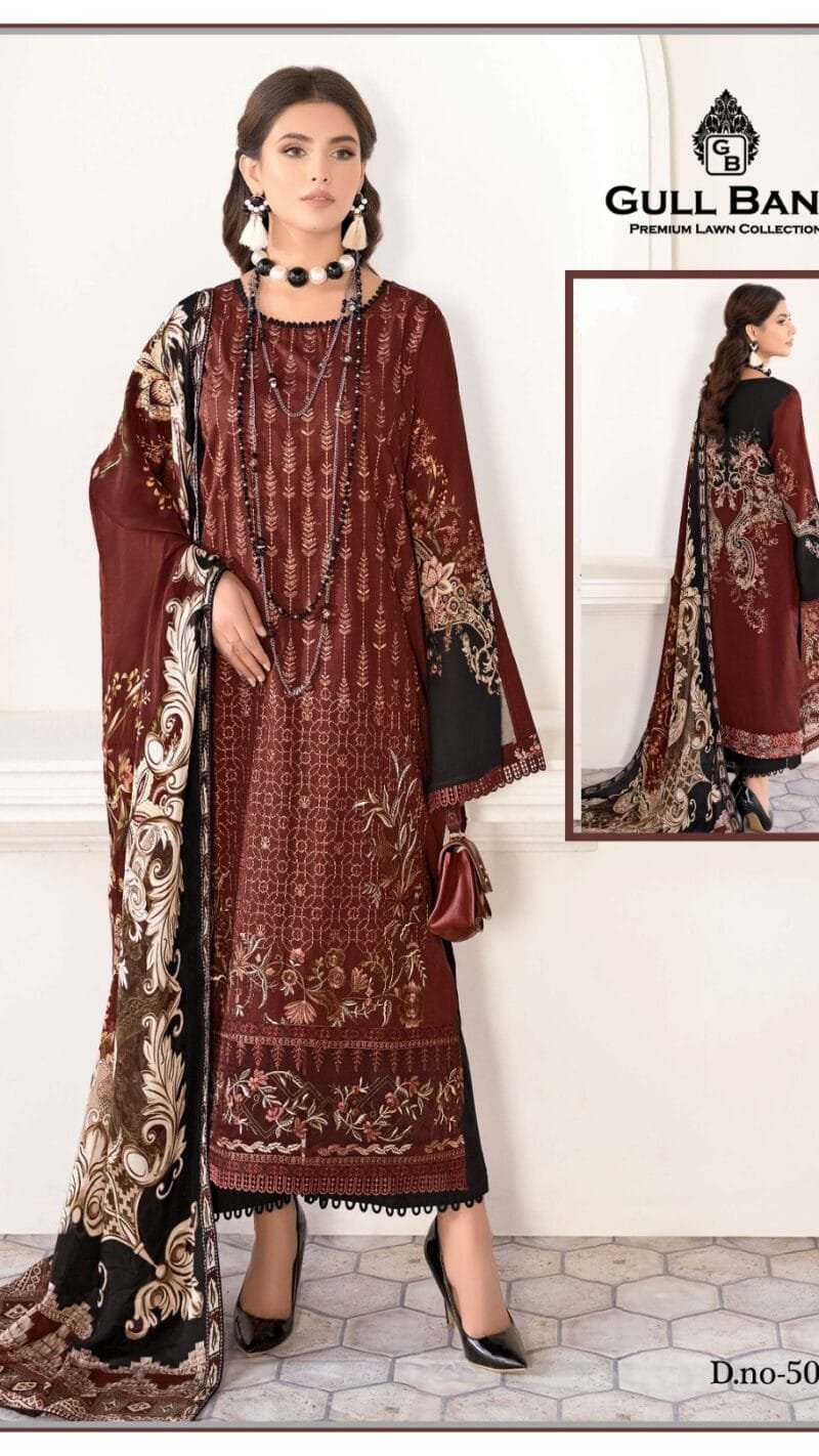 Gull Banu Vol 5 Pure Lawn Collection with Mal Mal Duppata