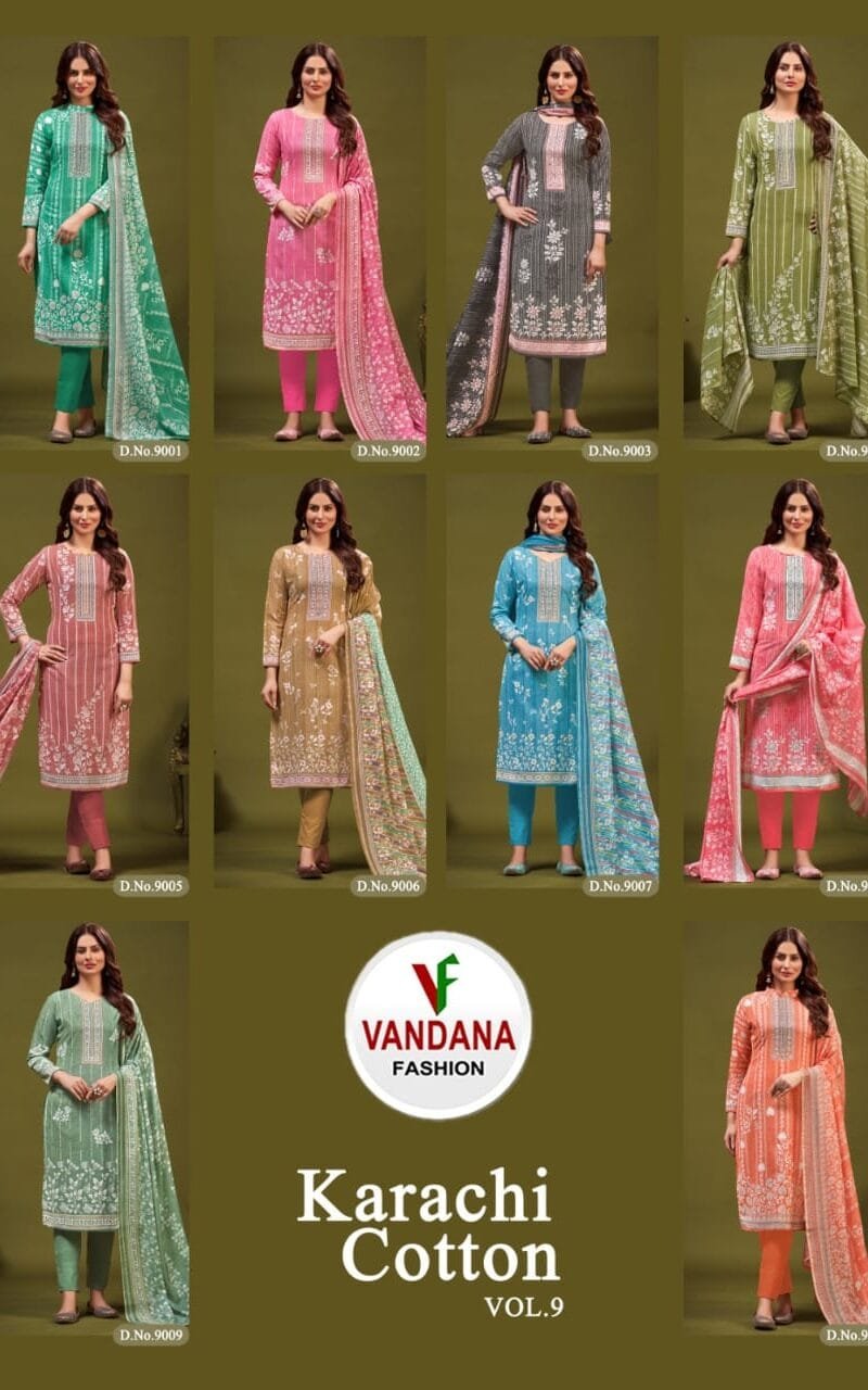 Karachi Cotton Vol 9 Vandana Fashion Wholesale Cotton Dress Material