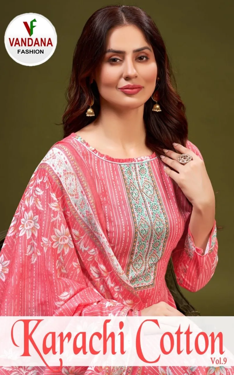 Karachi Cotton Vol 9 Vandana Fashion Wholesale Cotton Dress Material