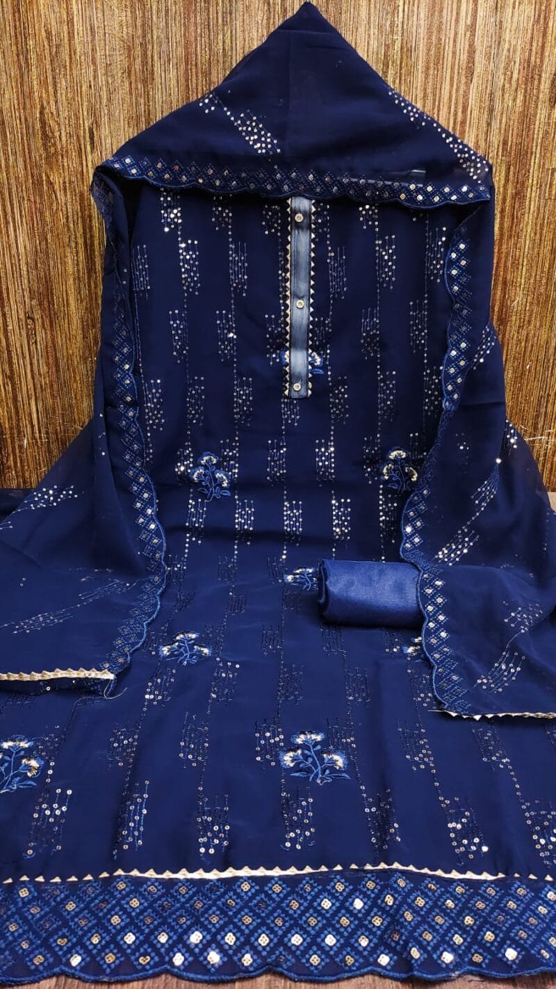 New Georgette with Embroidery work Wholesale Dress Material