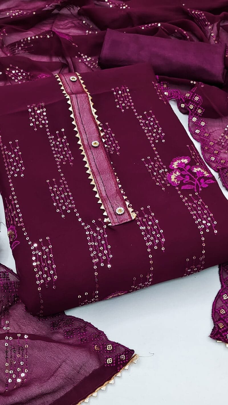 New Georgette with Embroidery work Wholesale Dress Material