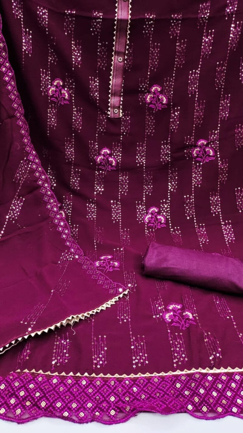 New Georgette with Embroidery work Wholesale Dress Material