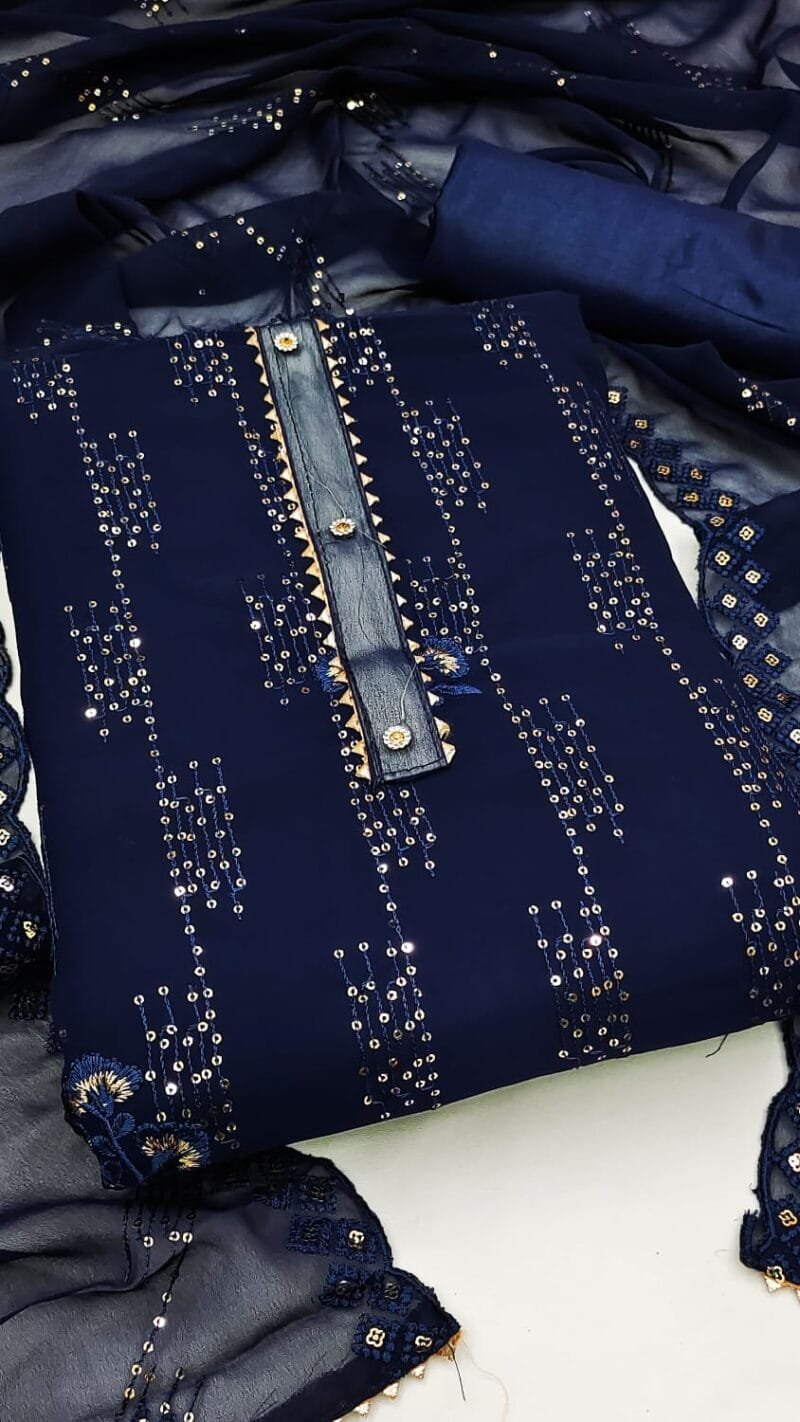 New Georgette with Embroidery work Wholesale Dress Material