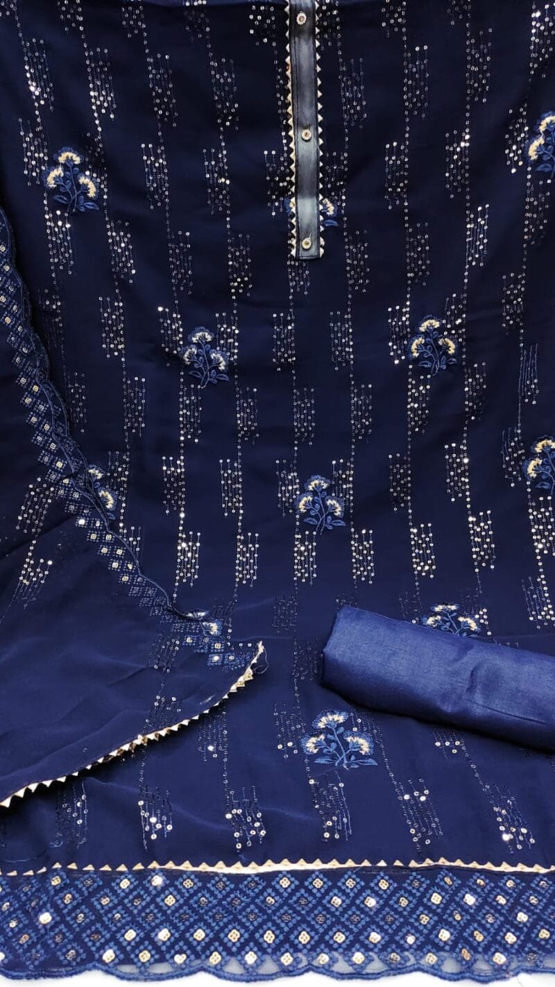 New Georgette with Embroidery work Wholesale Dress Material