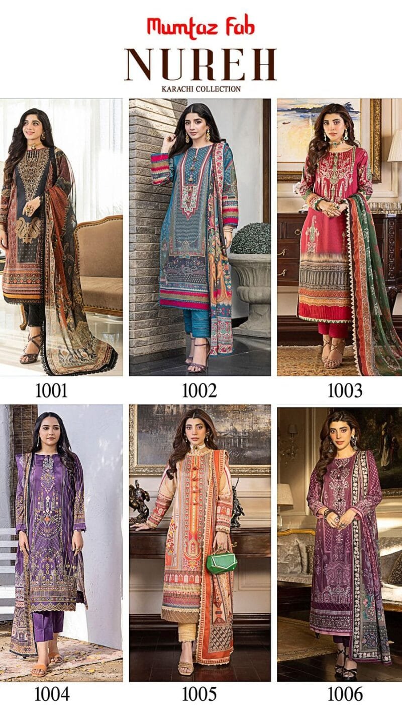 Nureh Mumtaz Fab Pakistani Karachi Wholesale Cotton Dress Material