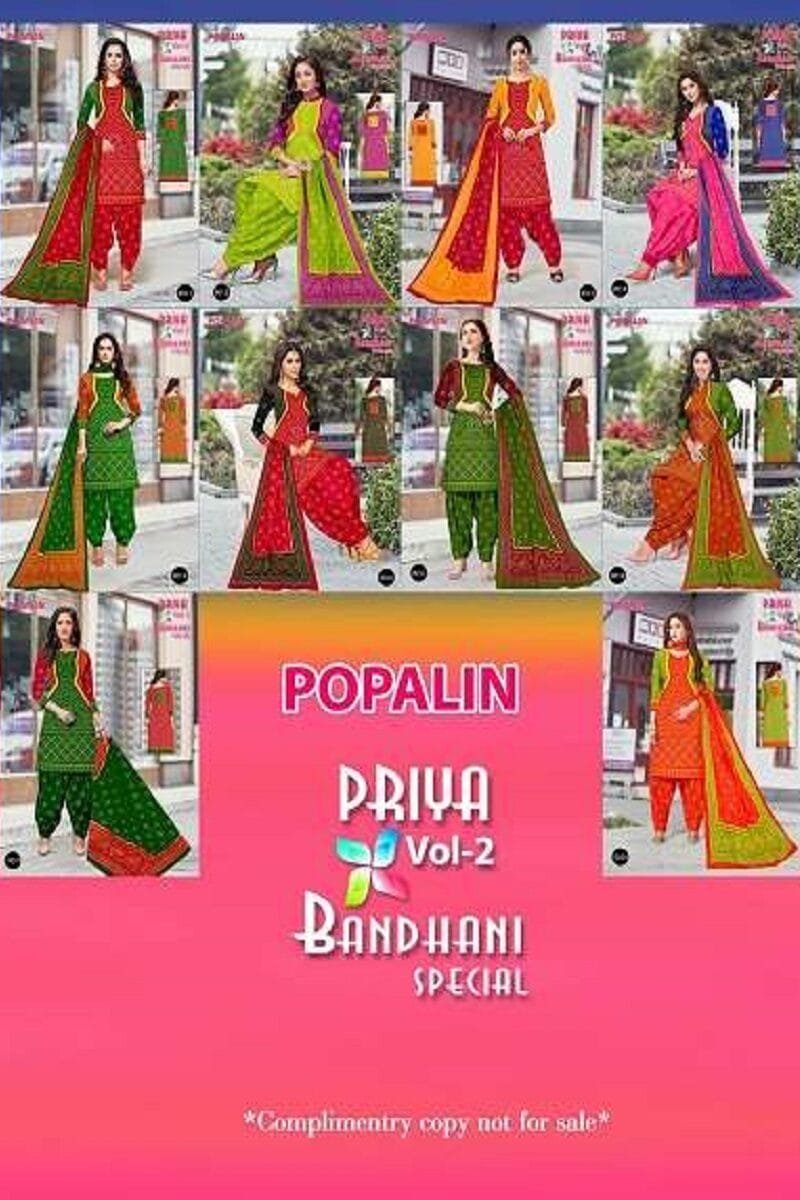 Priya Bandhani Special Popalin Vol 2 Wholesale Cotton Dress Material