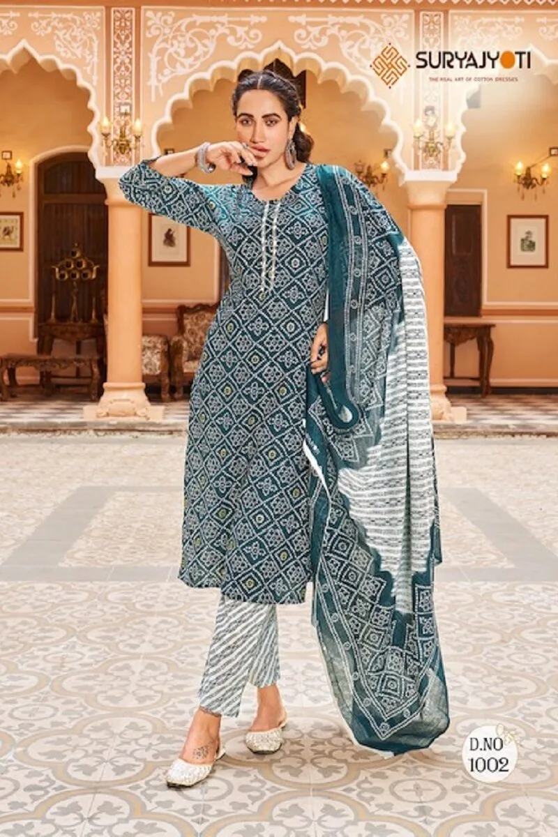 Suryajyoti Bandhani Lehariya Special Vol 3 Wholesale Cotton Dress Material
