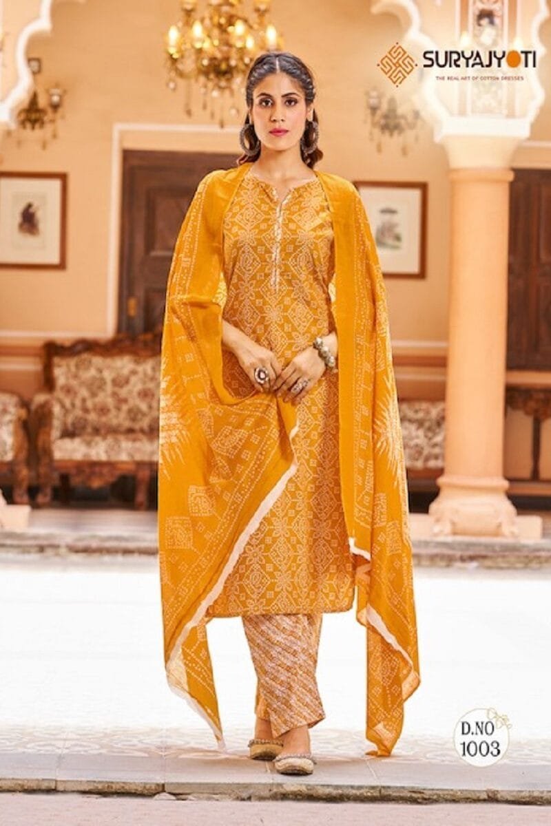 Suryajyoti Bandhani Lehariya Special Vol 3 Wholesale Cotton Dress Material