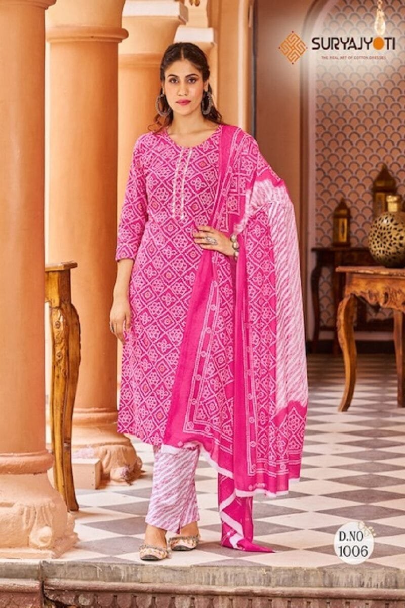 Suryajyoti Bandhani Lehariya Special Vol 3 Wholesale Cotton Dress Material