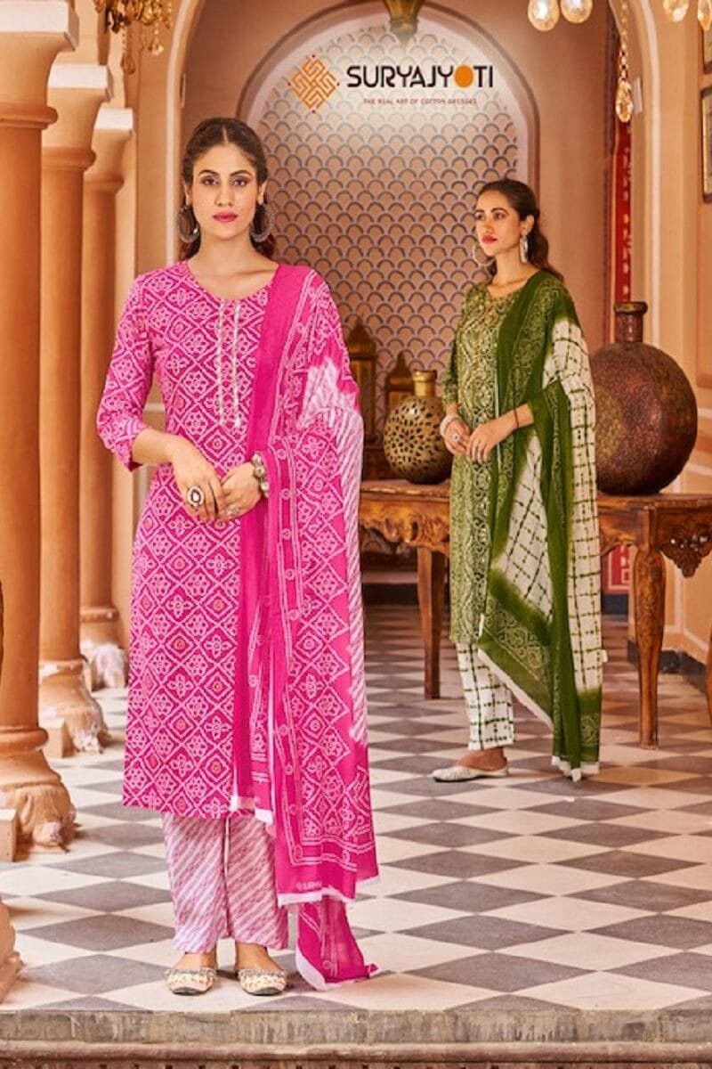 Suryajyoti Bandhani Lehariya Special Vol 3 Wholesale Cotton Dress Material
