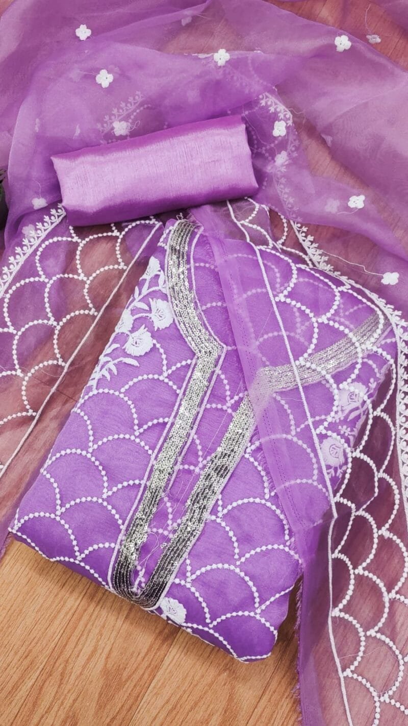 Buy Organza Exclusive Dress Material Suit For Women