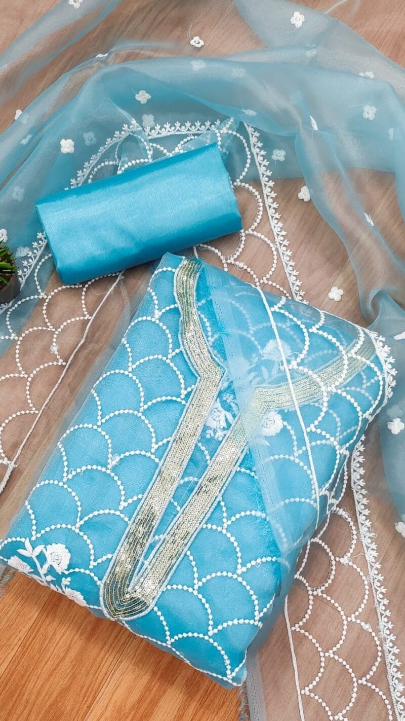 Buy Organza Exclusive Dress Material Suit For Women