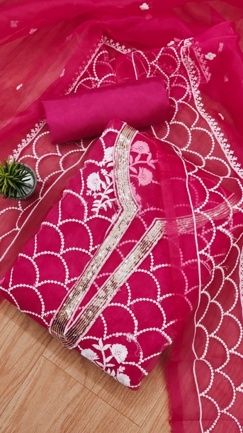 Buy Organza Exclusive Dress Material Suit For Women