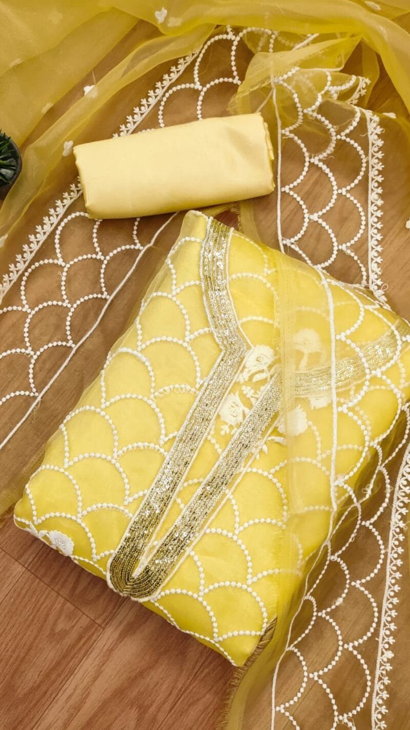 Buy Organza Exclusive Dress Material Suit For Women