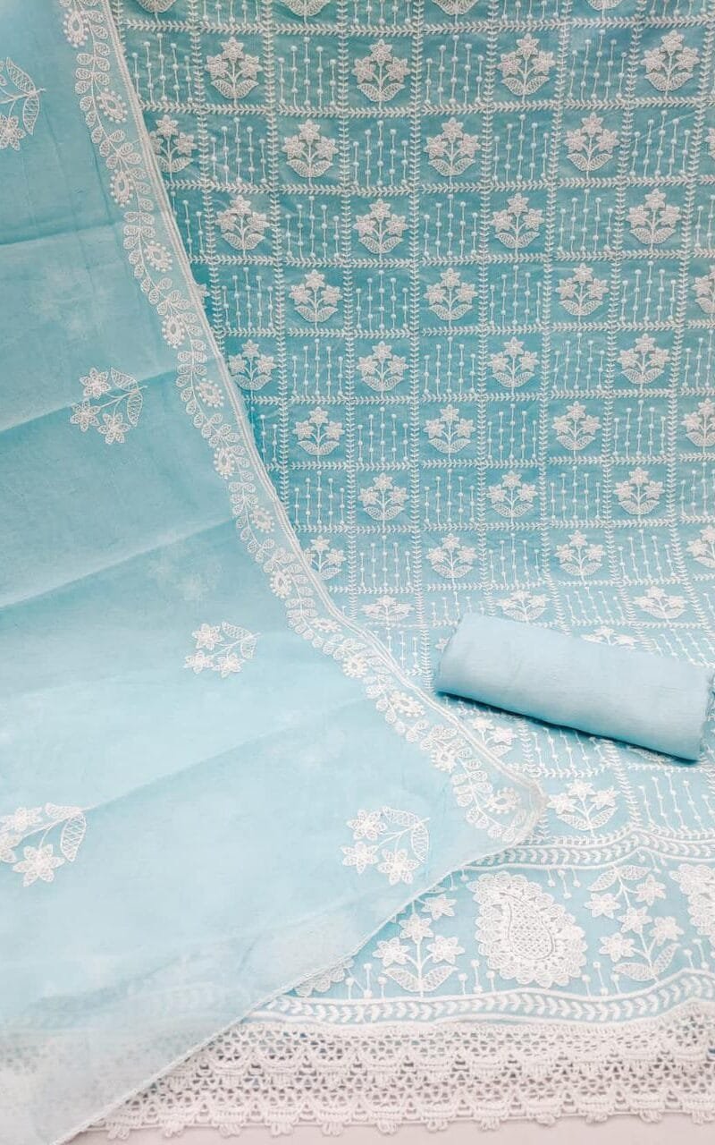 Chanderi Cotton with Embroidery Work Wholesale Dress Material