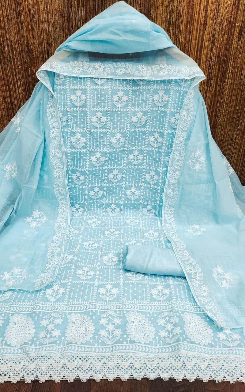 Chanderi Cotton with Embroidery Work Wholesale Dress Material