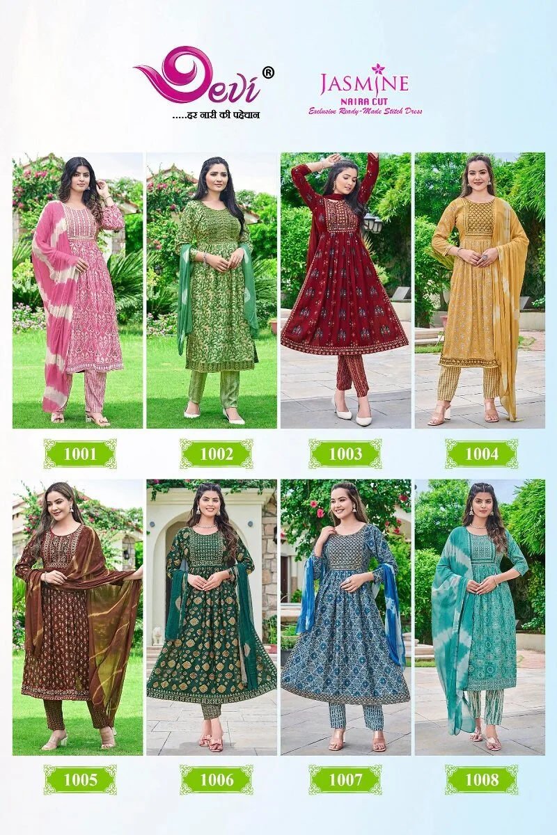 Devi Jasmine Naira Cut Kurti Pant with Dupatta