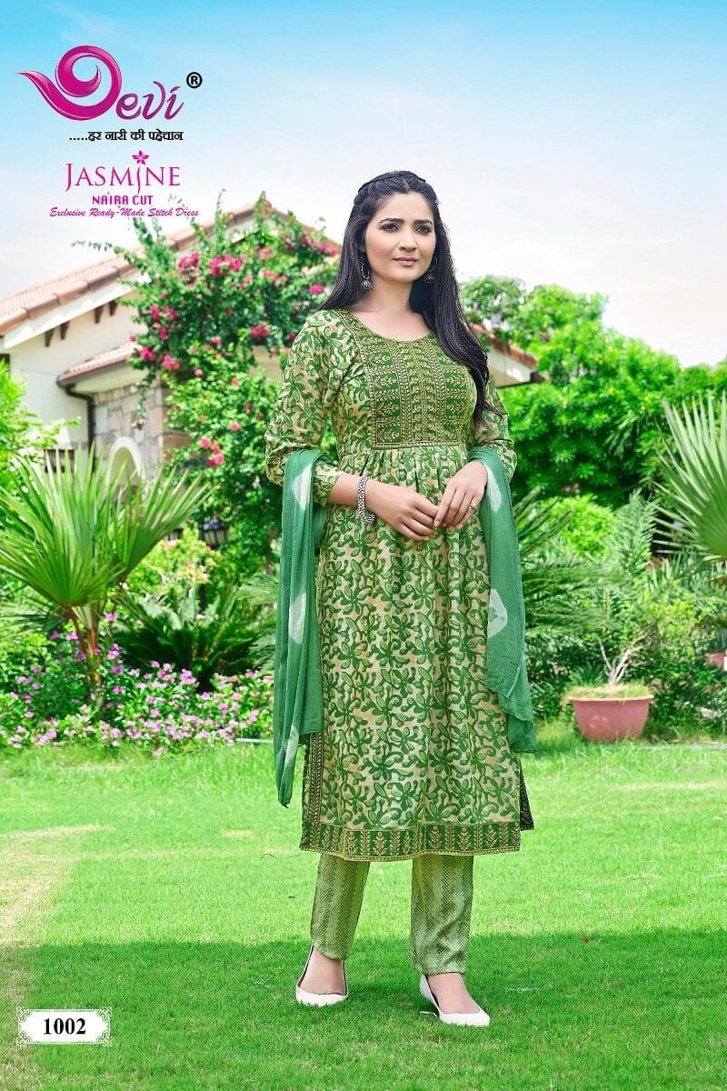 Devi Jasmine Naira Cut Kurti Pant with Dupatta