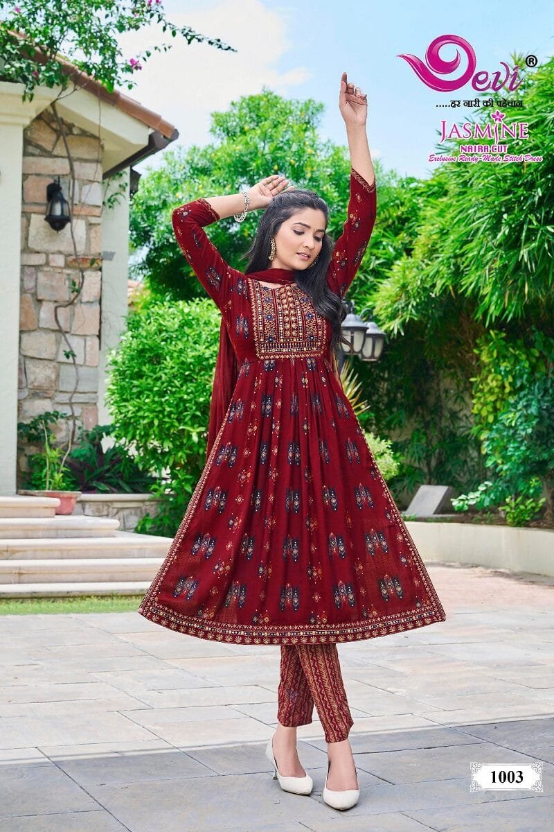 Devi Jasmine Naira Cut Kurti Pant with Dupatta