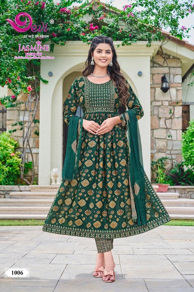 Devi Jasmine Naira Cut Kurti Pant with Dupatta