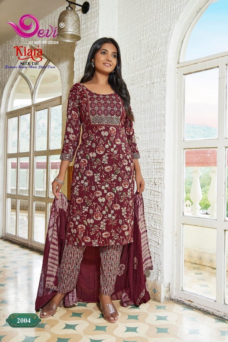 Devi Kiara Neck Cut Kurti Pant with Dupatta