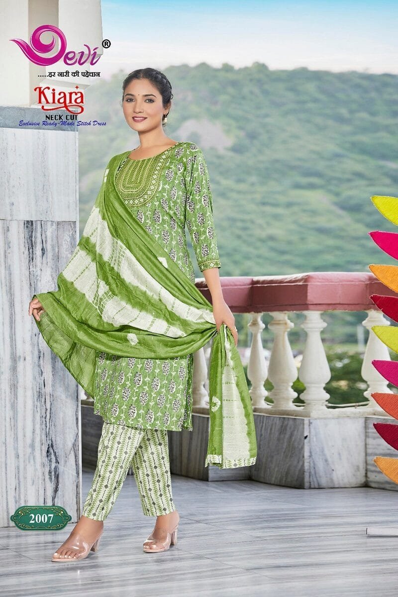 Devi Kiara Neck Cut Kurti Pant with Dupatta