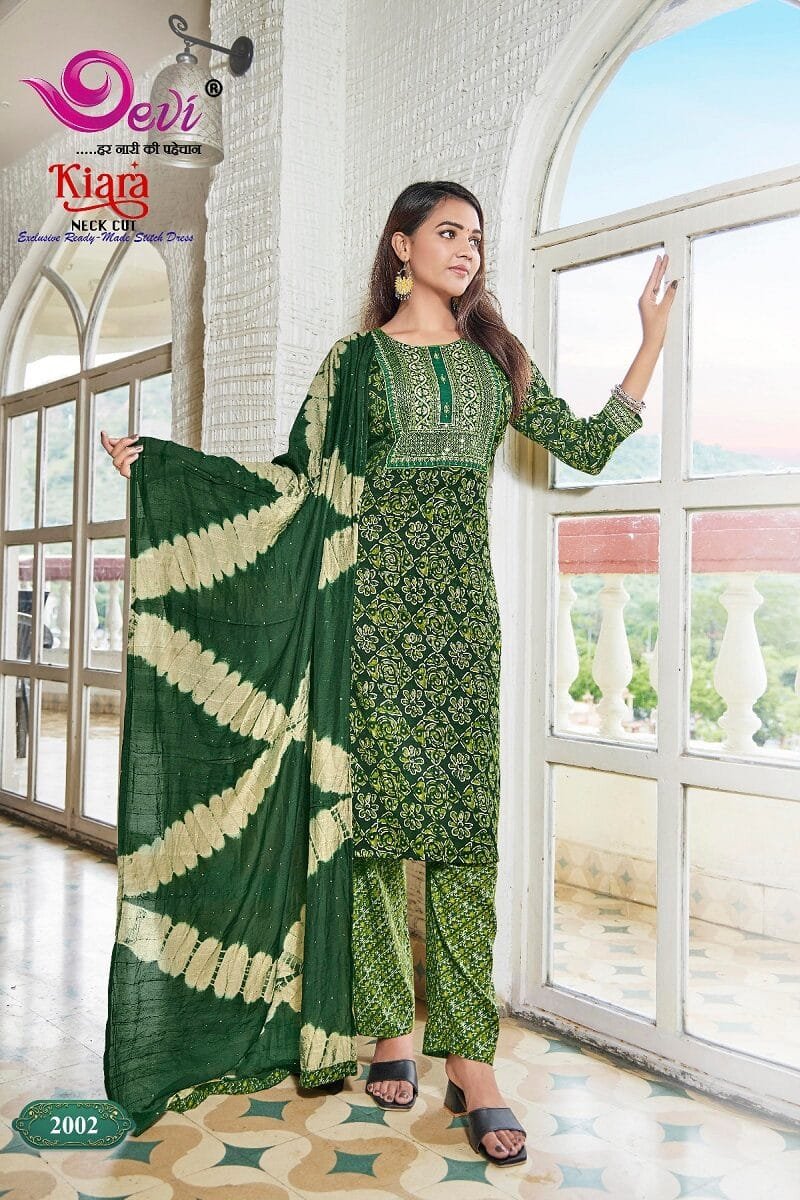 Devi Kiara Neck Cut Kurti Pant with Dupatta