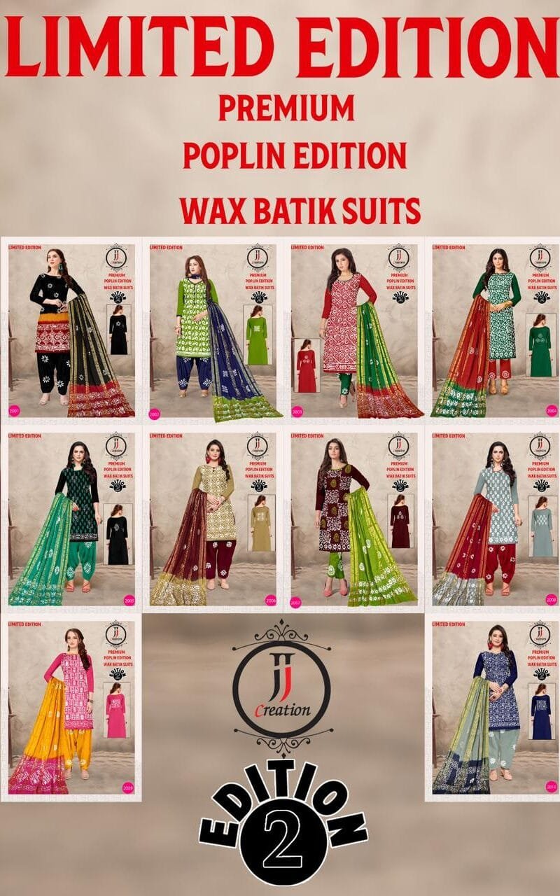 JJ Popllin Wax Batik Suits Dress Material
