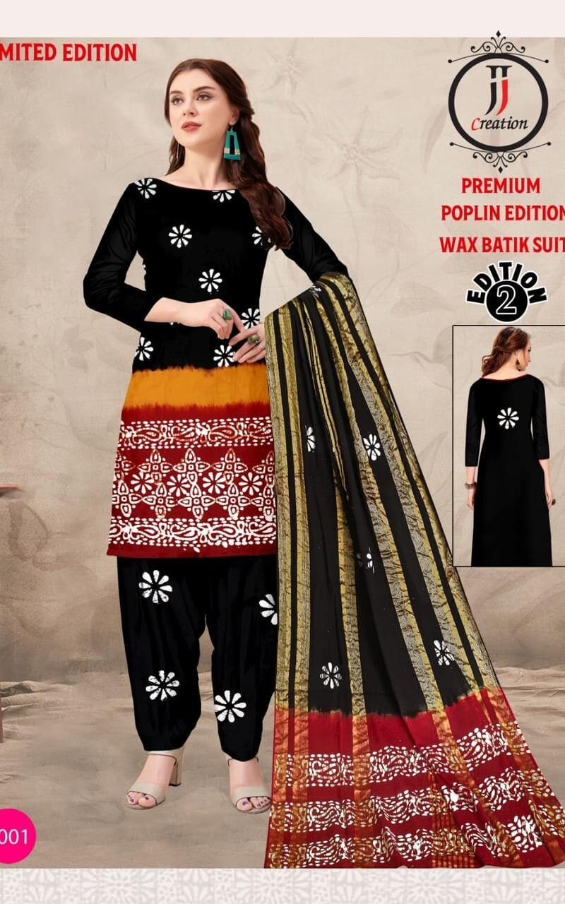 JJ Popllin Wax Batik Suits Dress Material