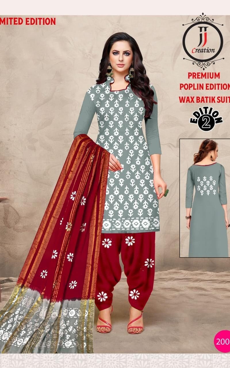 JJ Popllin Wax Batik Suits Dress Material