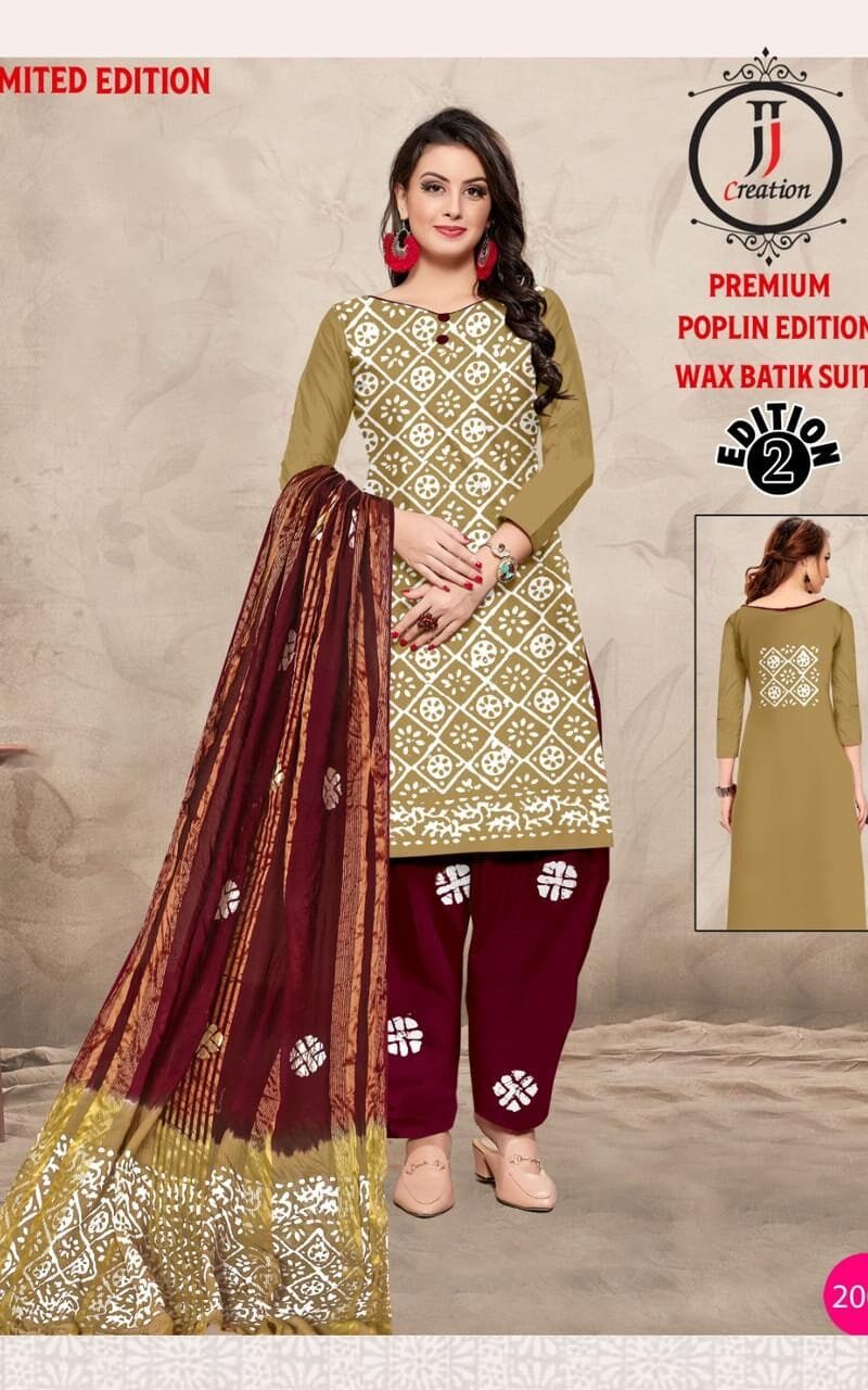 JJ Popllin Wax Batik Suits Dress Material